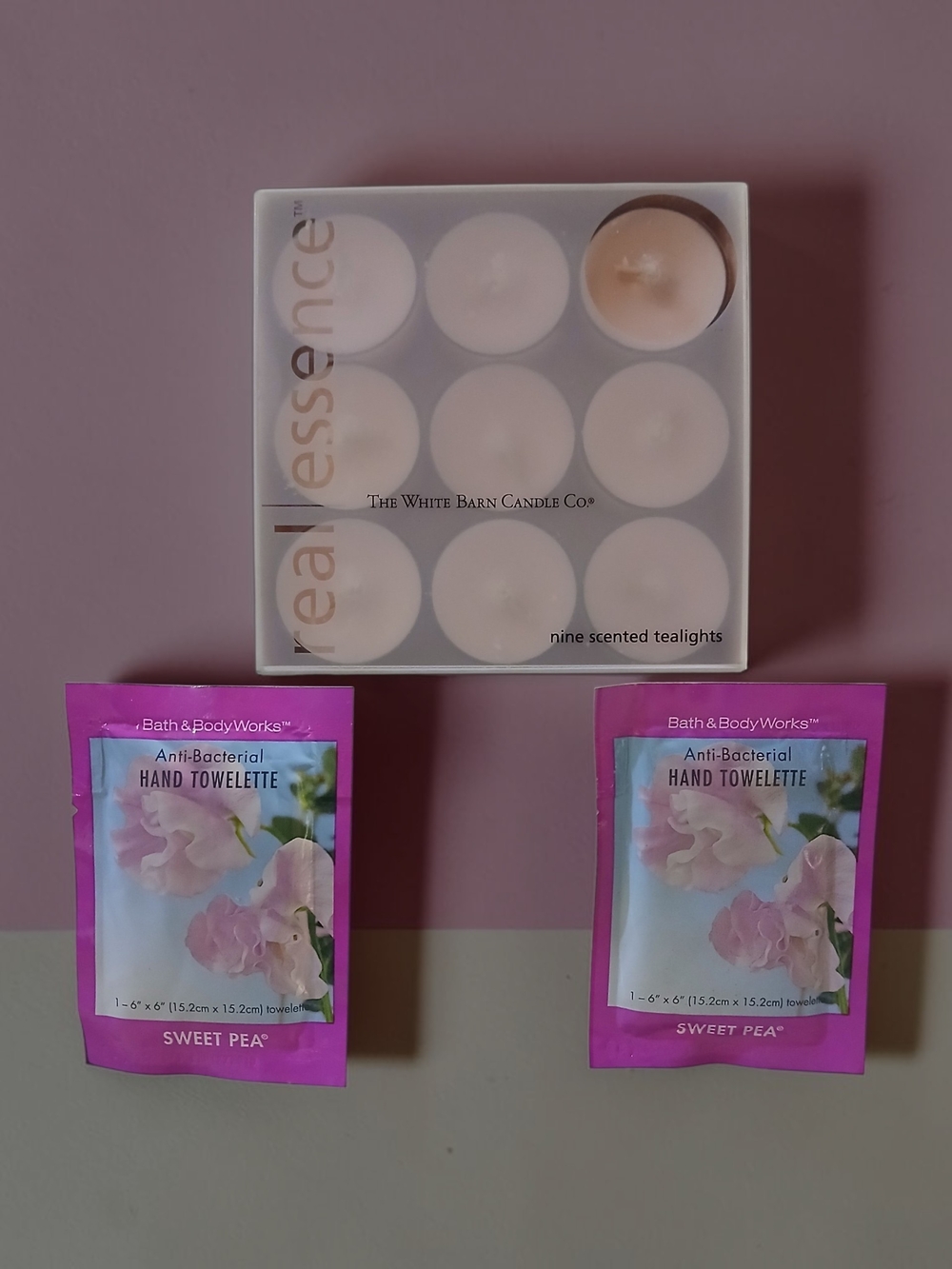 Sweet Pea Tealight Candles And Towelettes